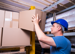 warehouse employee putting away stock